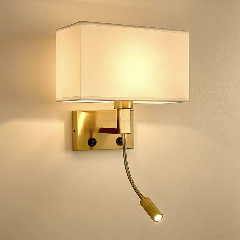 3W Spotlight Flexible Reading Lamp Fabric Shade E27 Wall Light