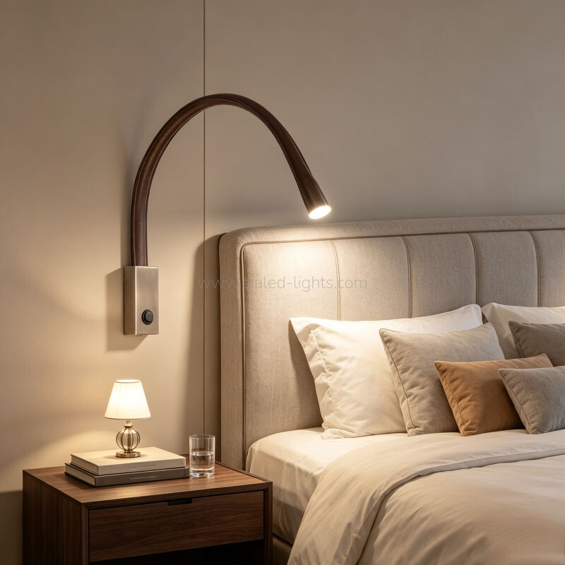 Leather Bedside Reading Wall Lamp Acrylic 3W Wall Lamp for Hotel