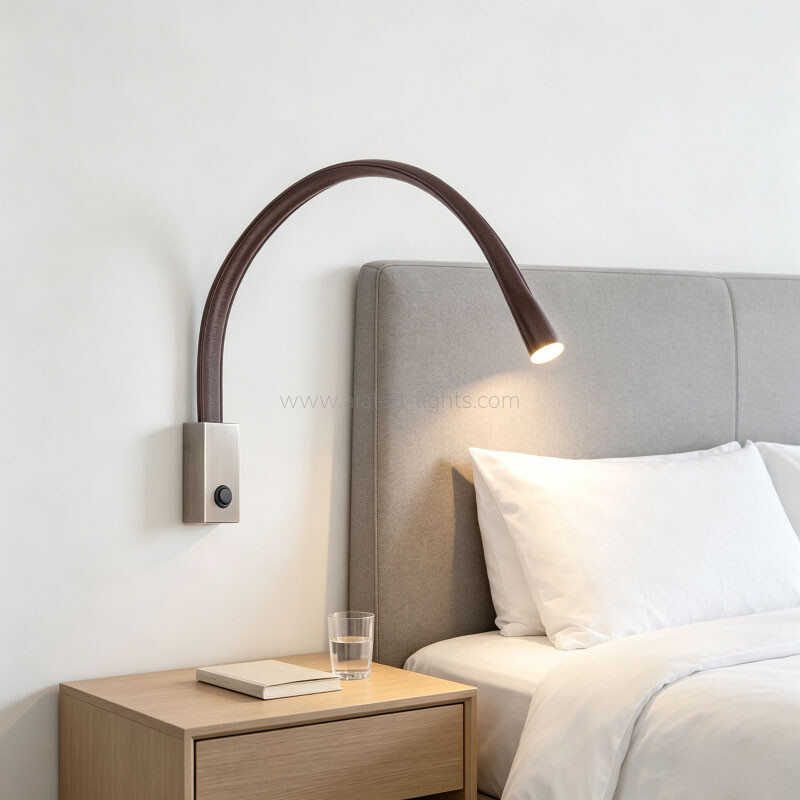 Leather Bedside Reading Wall Lamp Acrylic 3W Wall Lamp for Hotel