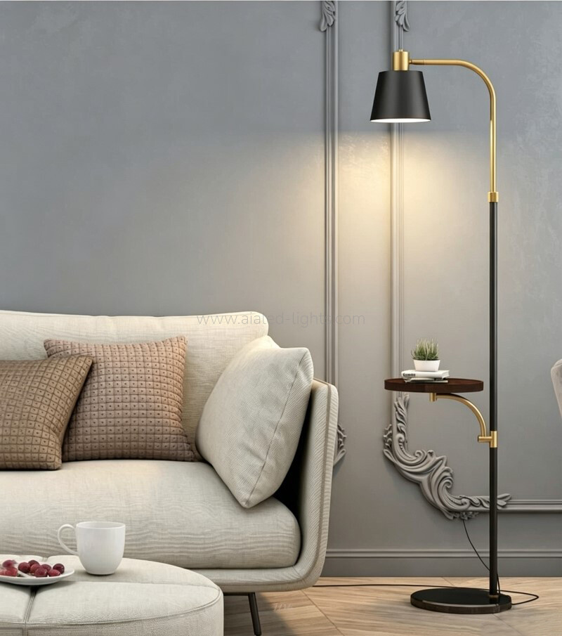 Floor Lamp Wireless Charger E27 USB Metal Shade Standard Light for Resorts