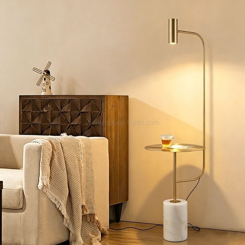 gu10 floor lamp with marble base side table adjustable warm light