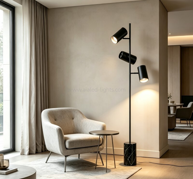 3‑Head Floor Lamp with Marble Base Adjustable Spotlight Standing Lamp 3‑Head Floor Lamp with Marble Base Adjustable Spotlight Standing Lamp