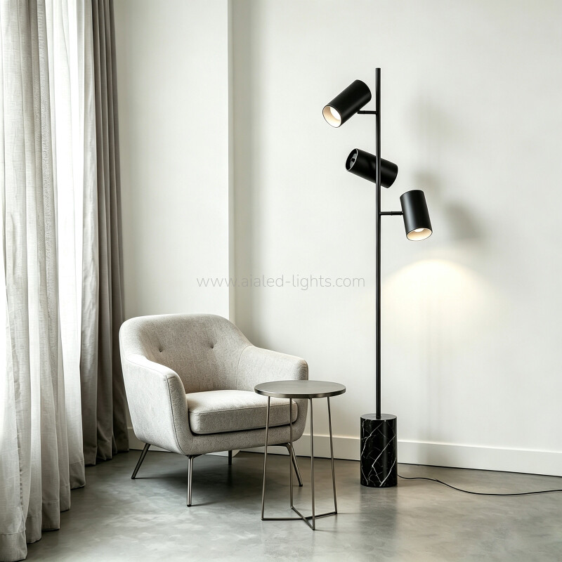 3‑Head Floor Lamp with Marble Base Adjustable Spotlight Standing Lamp 3‑Head Floor Lamp with Marble Base Adjustable Spotlight Standing Lamp