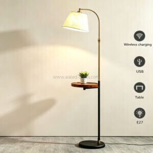 floor lamp wireless charger e27 usb fabric shade standard light for sofa side