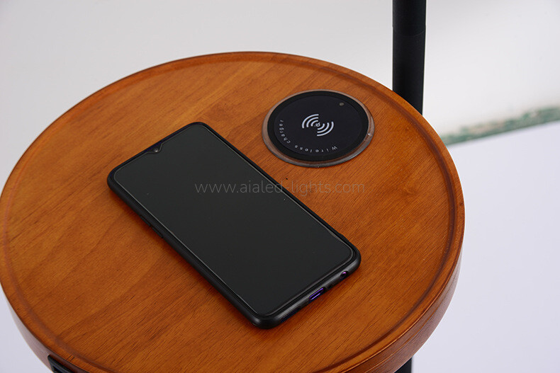 Floor Lamp Wireless Charger E27 USB Fabric Shade standard Light for Sofa side