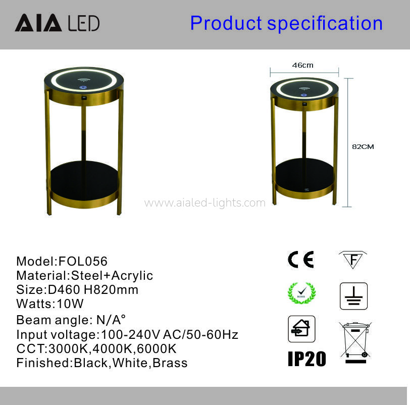 10W Floor Lamp with Side Table Wireless Charging Touch Switch USB 10W Floor Lamp with Side Table Wireless Charging Touch Switch USB