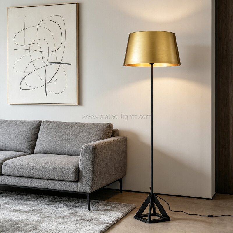 Floor Lamp standard Lamp E27 Gold Metal Shade