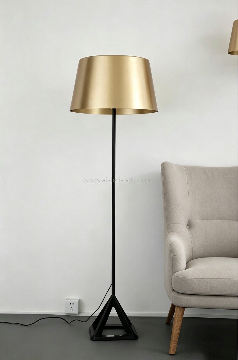 Floor Lamp standard Lamp E27 Gold Metal Shade