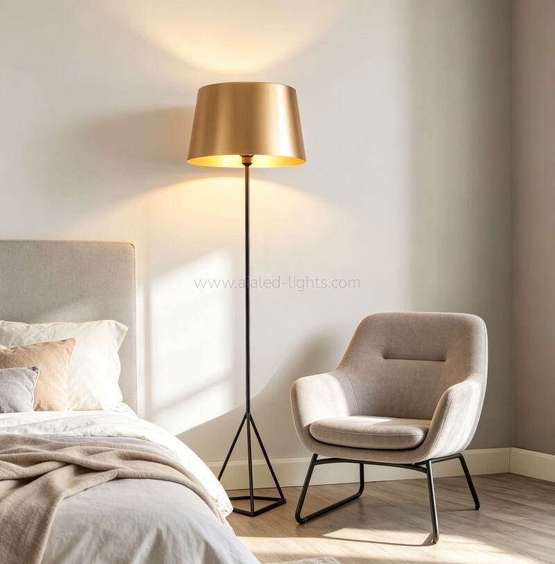 Floor Lamp standard Lamp E27 Gold Metal Shade