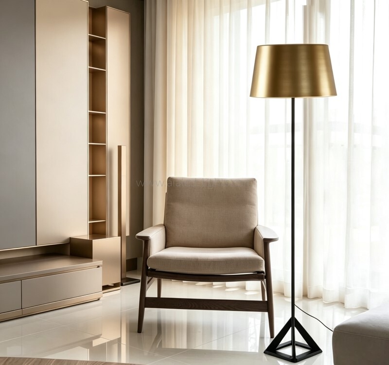 Floor Lamp standard Lamp E27 Gold Metal Shade