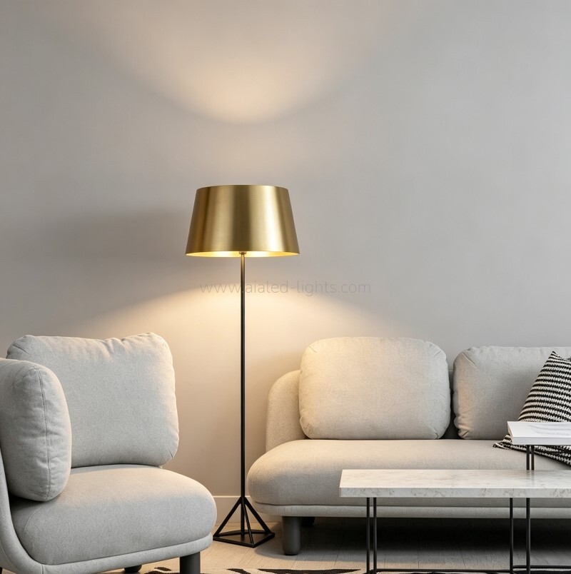 Floor Lamp standard Lamp E27 Gold Metal Shade
