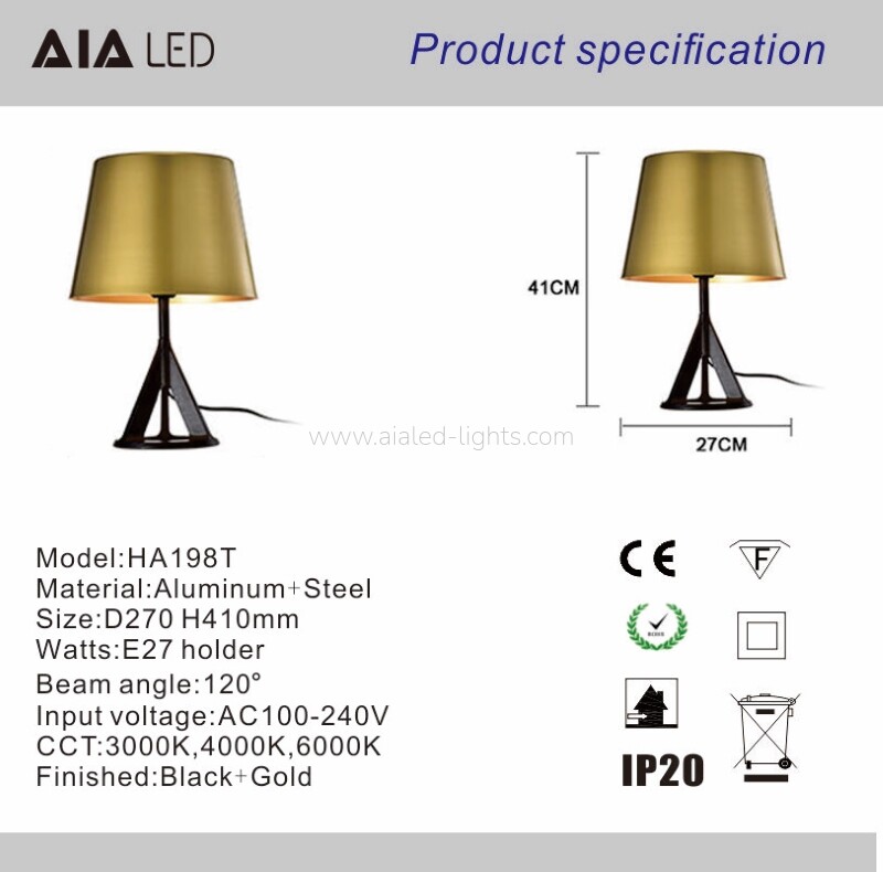 Floor Lamp standard Lamp E27 Gold Metal Shade