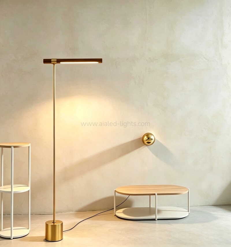  Adjustable Reading Floor Light standard Lamp 8W Wood-Grain Finish