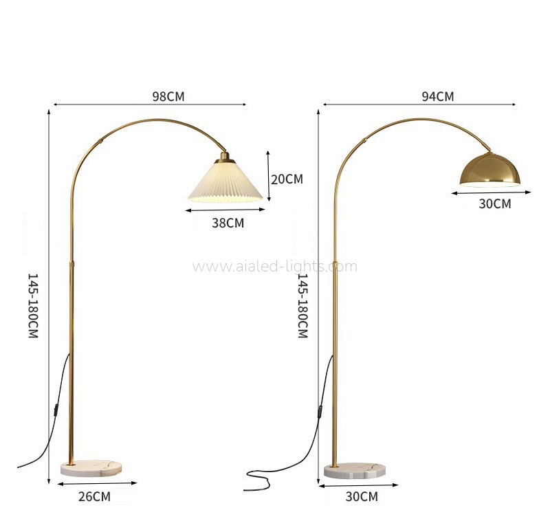 Arc Floor Lamp with Fabric Shade Modern E27 Reading Standing Lamp for Living Room Bedroom