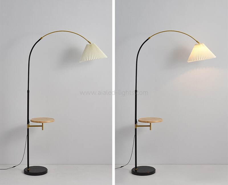 Arc Floor Lamp with Fabric Shade Modern E27 Reading Standing Lamp for Living Room Bedroom