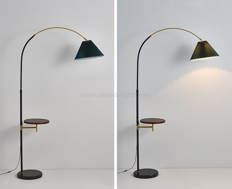 Arc Floor Lamp with Fabric Shade Modern E27 Reading Standing Lamp for Living Room Bedroom