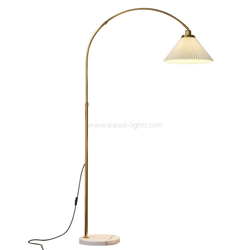 Arc Floor Lamp with Fabric Shade Modern E27 Reading Standing Lamp for Living Room Bedroom