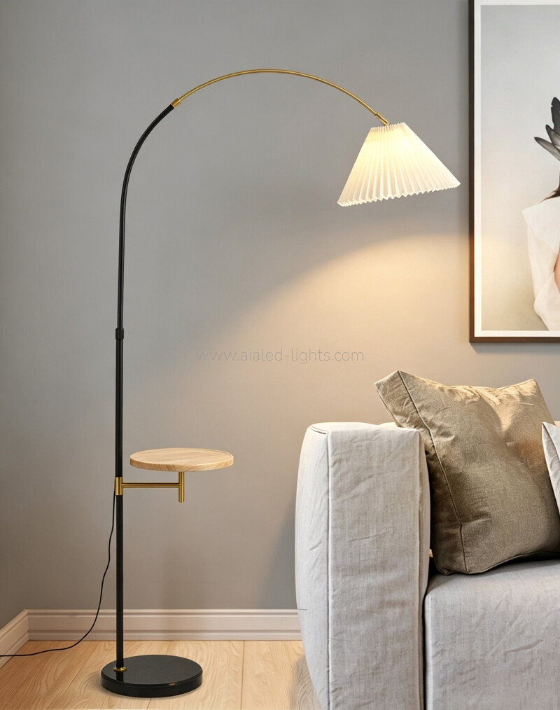 Arc Floor Lamp with Fabric Shade Modern E27 Reading Standing Lamp for Living Room Bedroom