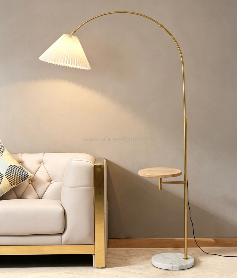 Arc Floor Lamp with Fabric Shade Modern E27 Reading Standing Lamp for Living Room Bedroom