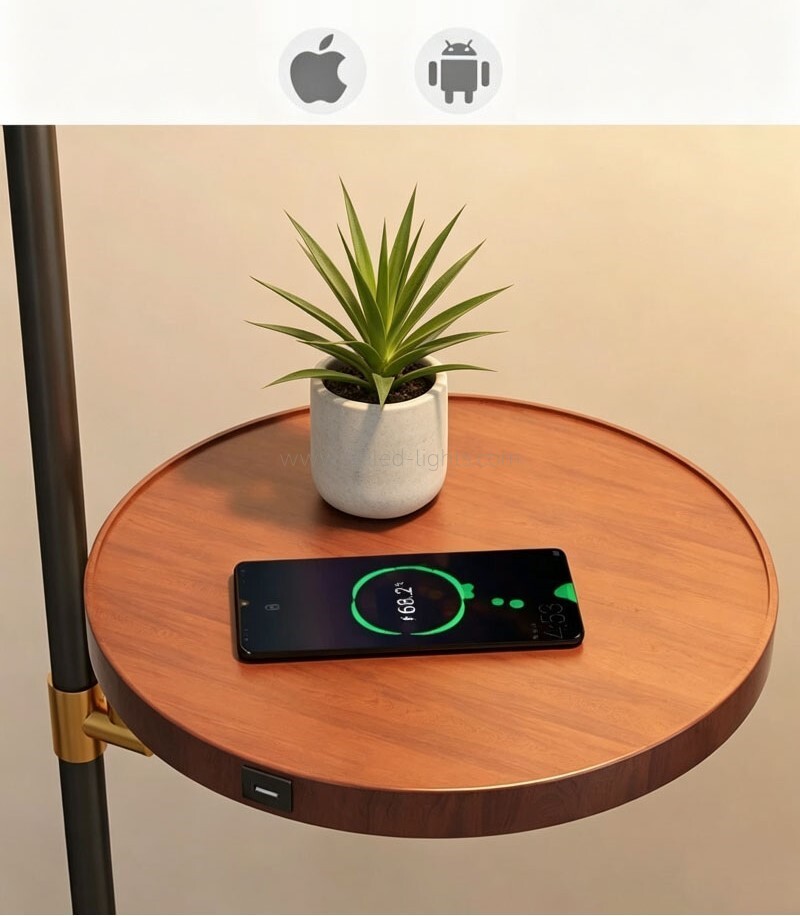 floor light with side table e27 usb wireless charging standing lamp