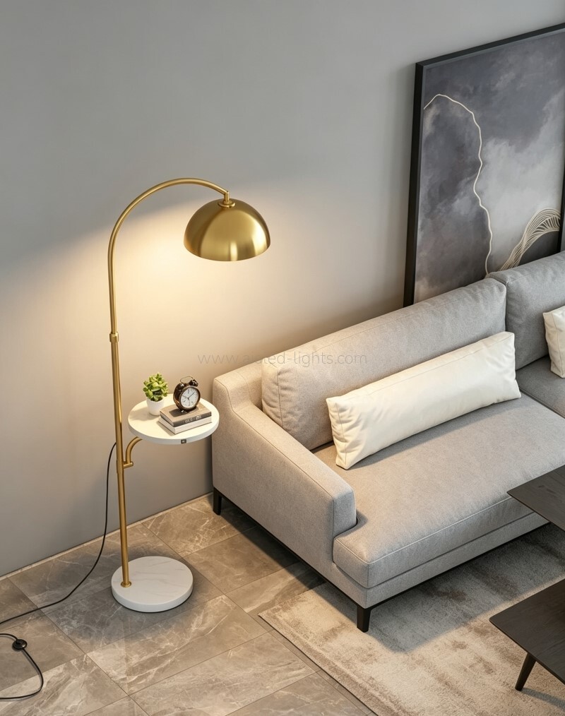 floor light with side table e27 usb wireless charging standing lamp