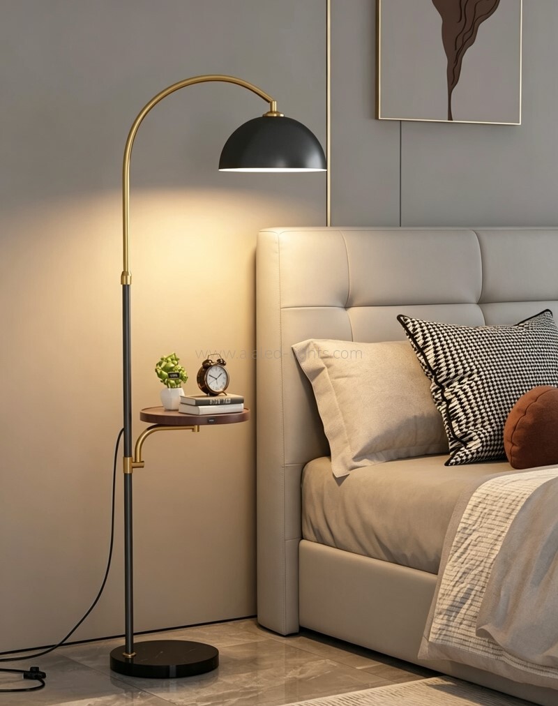 floor light with side table e27 usb wireless charging standing lamp