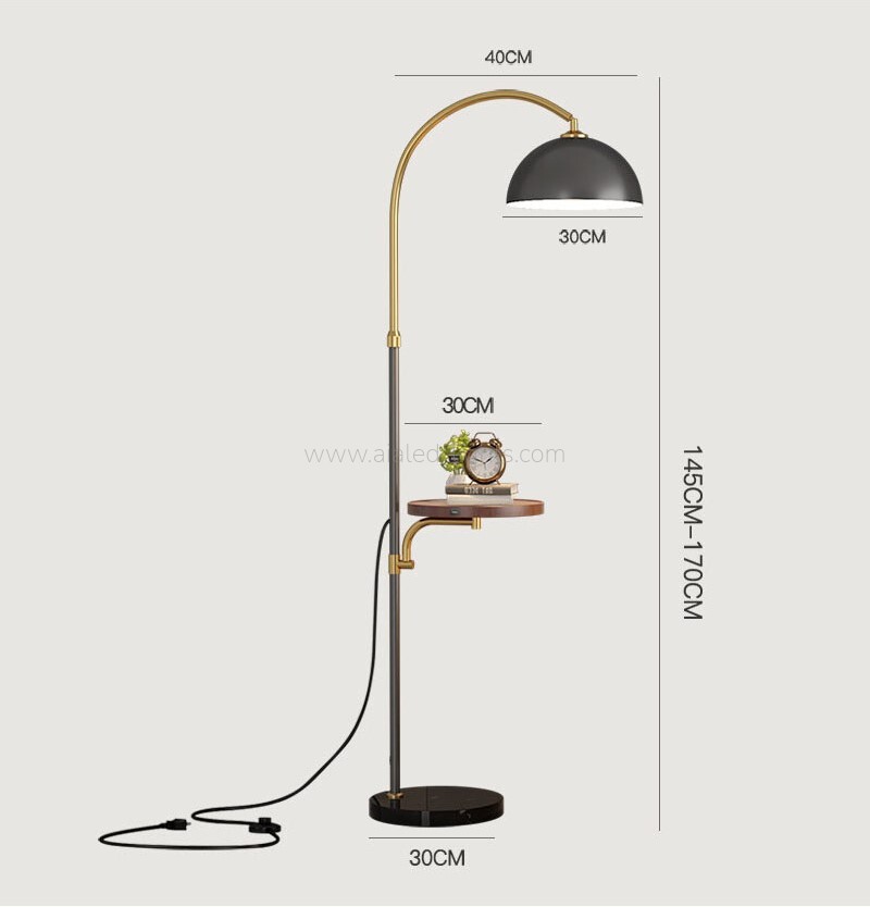floor light with side table e27 usb wireless charging standing lamp