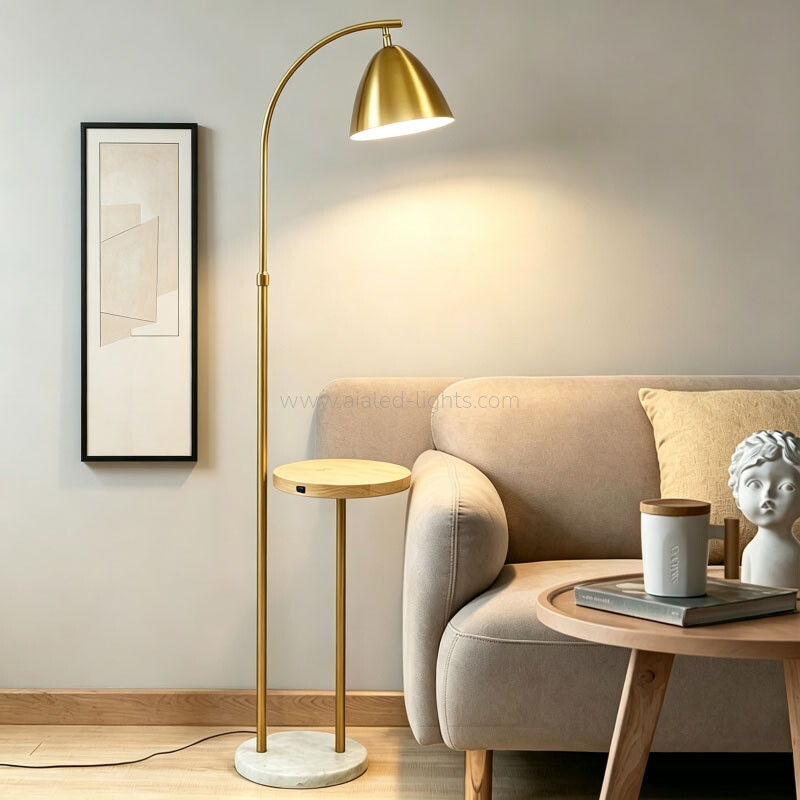 Floor Lamp with Side Table Wireless Charger E27 USB Floor Light for Sofa side living room