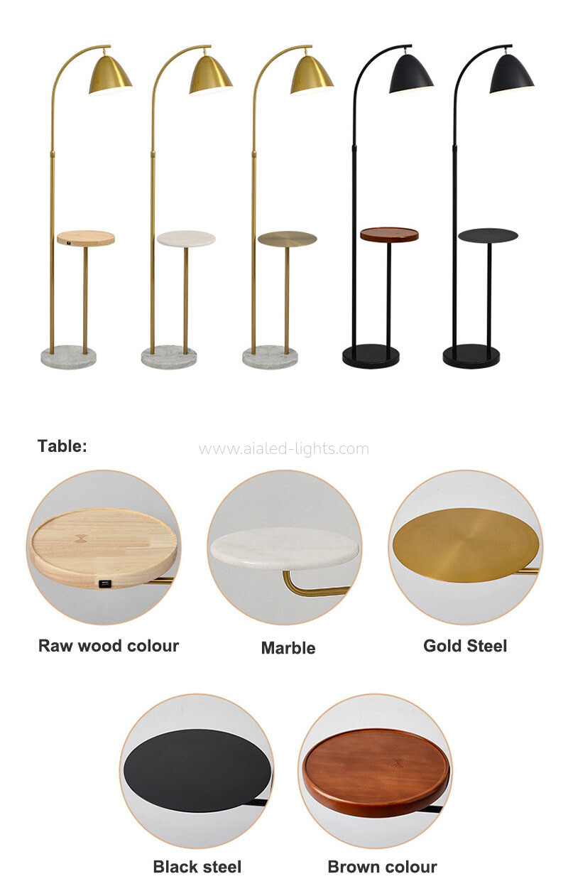 Floor Lamp with Side Table Wireless Charger E27 USB Floor Light for Sofa side living room