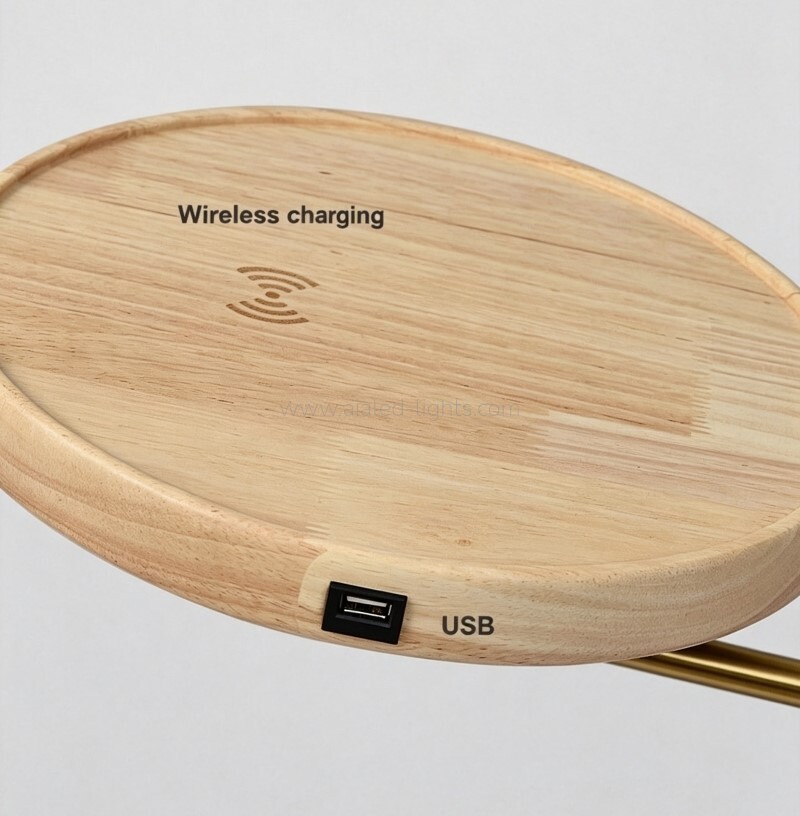 Floor Lamp with Side Table Wireless Charger E27 USB Floor Light for Sofa side living room