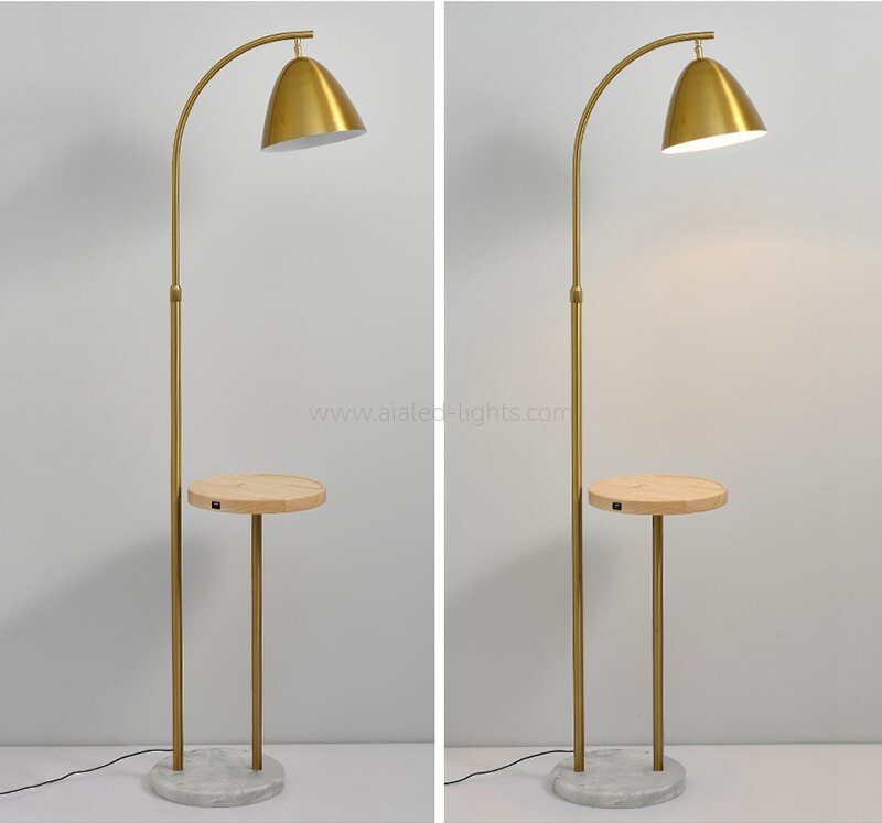 Floor Lamp with Side Table Wireless Charger E27 USB Floor Light for Sofa side living room
