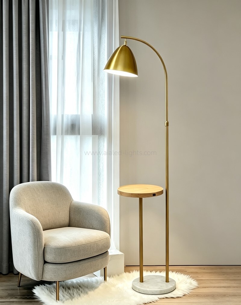 Floor Lamp with Side Table Wireless Charger E27 USB Floor Light for Sofa side living room