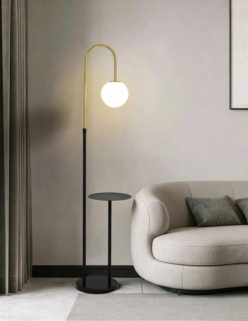 Modern Globe Floor Lamp With Side Table G9 USB Standing Lamp