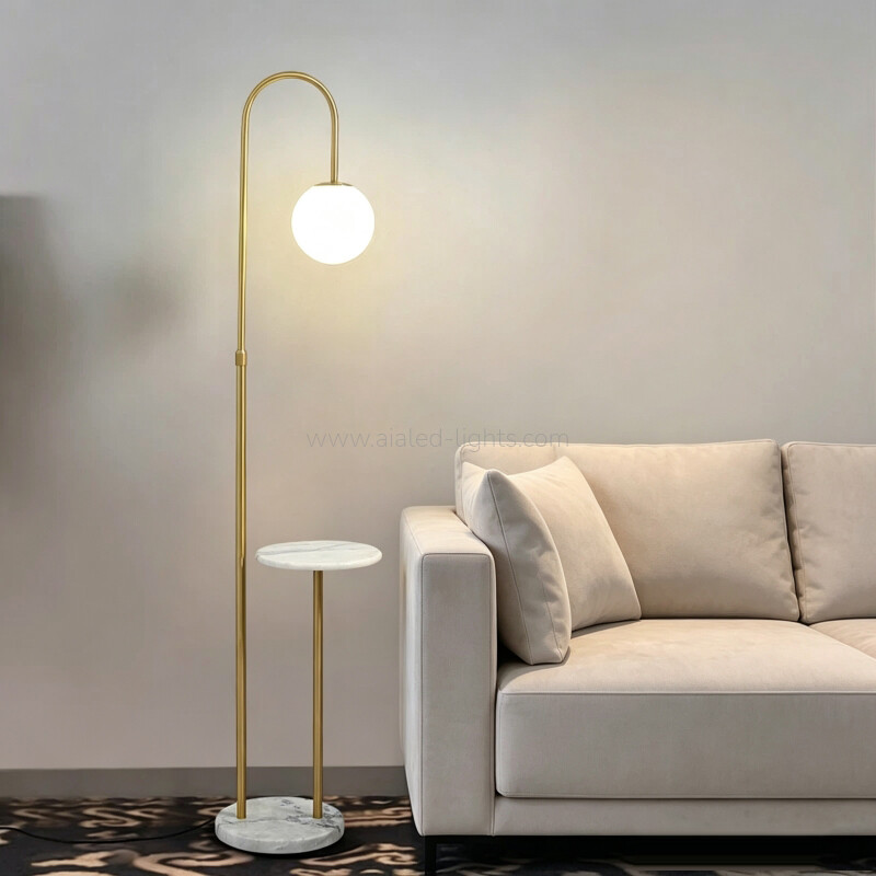 Modern Globe Floor Lamp With Side Table G9 USB Standing Lamp
