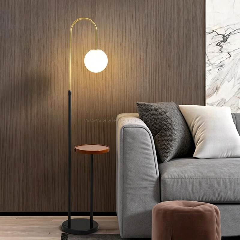 Modern Globe Floor Lamp With Side Table G9 USB Standing Lamp