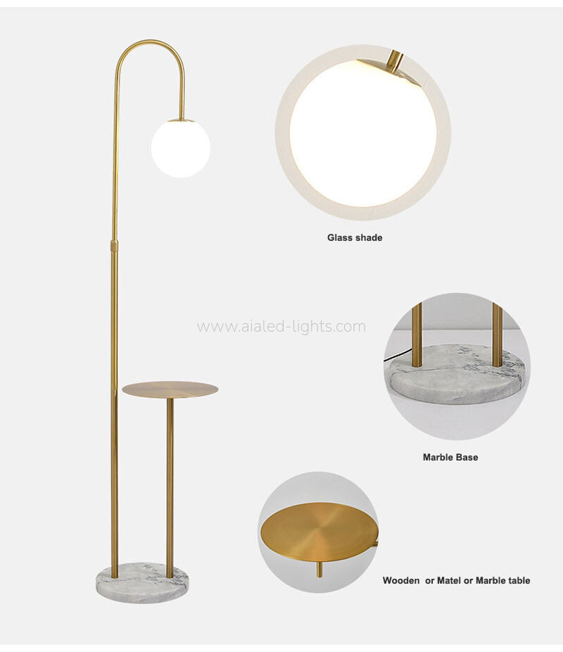 Modern Globe Floor Lamp With Side Table G9 USB Standing Lamp
