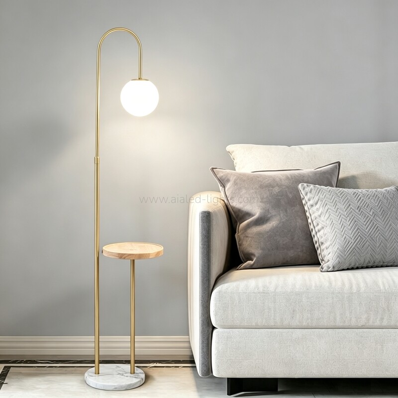 Modern Globe Floor Lamp With Side Table G9 USB Standing Lamp