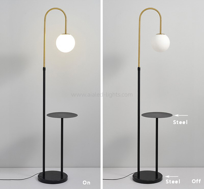 Modern Globe Floor Lamp With Side Table G9 USB Standing Lamp
