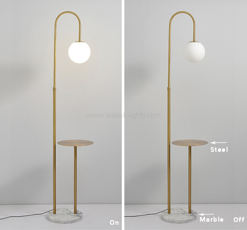 Modern Globe Floor Lamp With Side Table G9 USB Standing Lamp