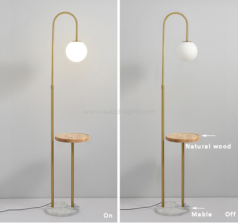 Modern Globe Floor Lamp With Side Table G9 USB Standing Lamp