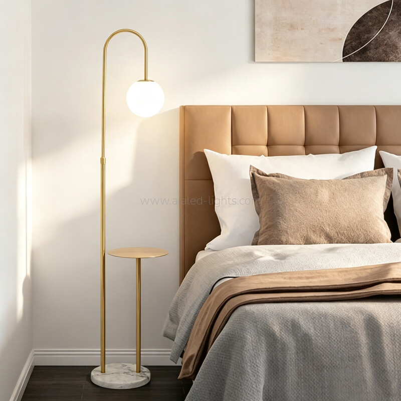 Modern Globe Floor Lamp With Side Table G9 USB Standing Lamp
