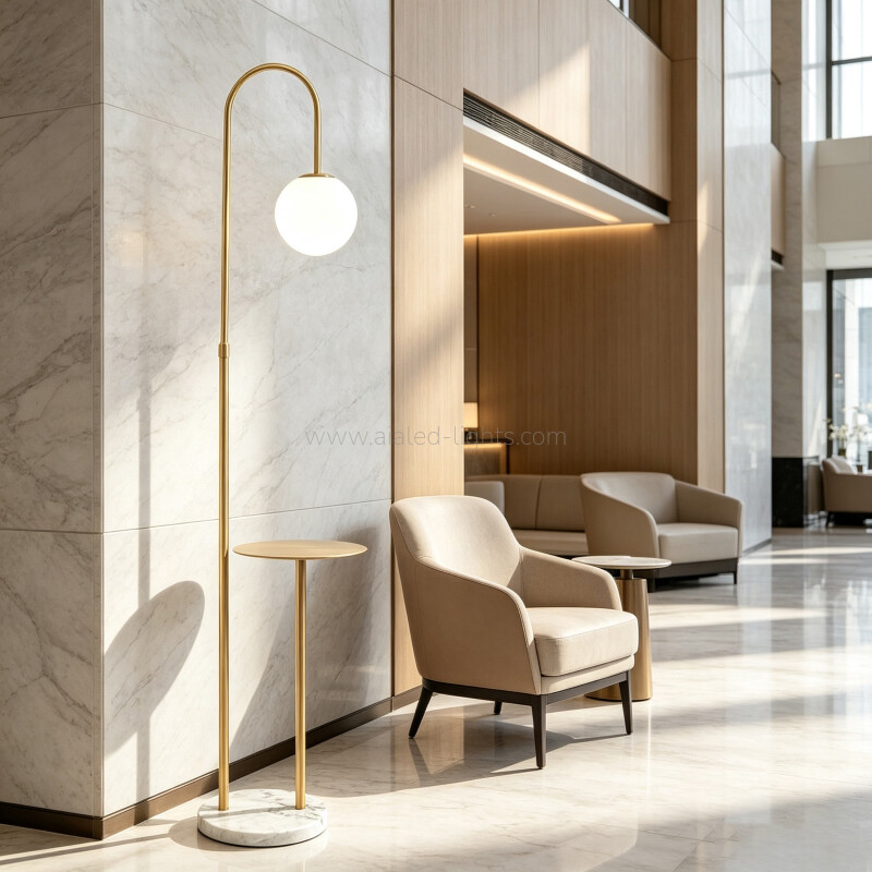 Modern Globe Floor Lamp With Side Table G9 USB Standing Lamp