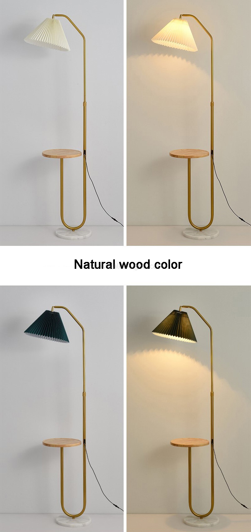 floor lamp with side table wireless charger usb port rotatable retractable floor light
