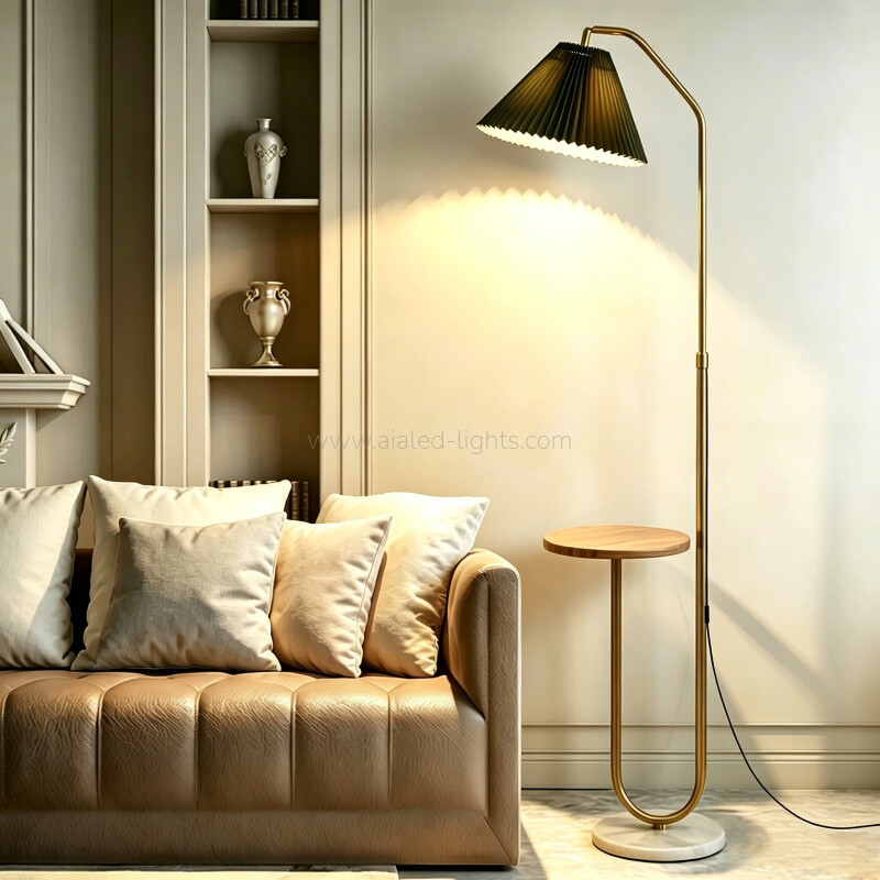 floor lamp with side table wireless charger usb port rotatable retractable floor light