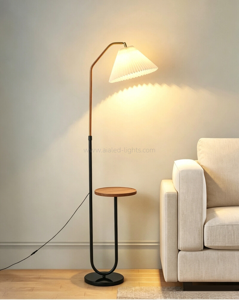floor lamp with side table wireless charger usb port rotatable retractable floor light