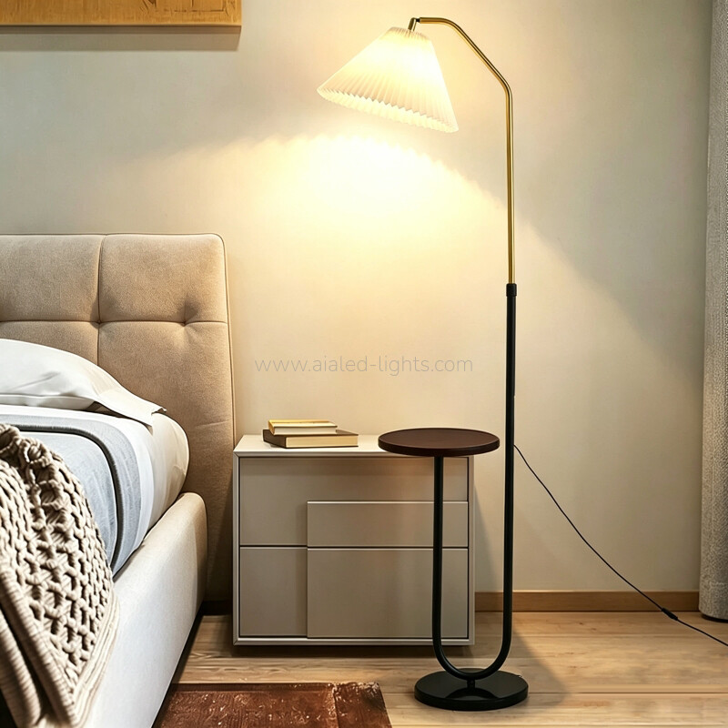 floor lamp with side table wireless charger usb port rotatable retractable floor light