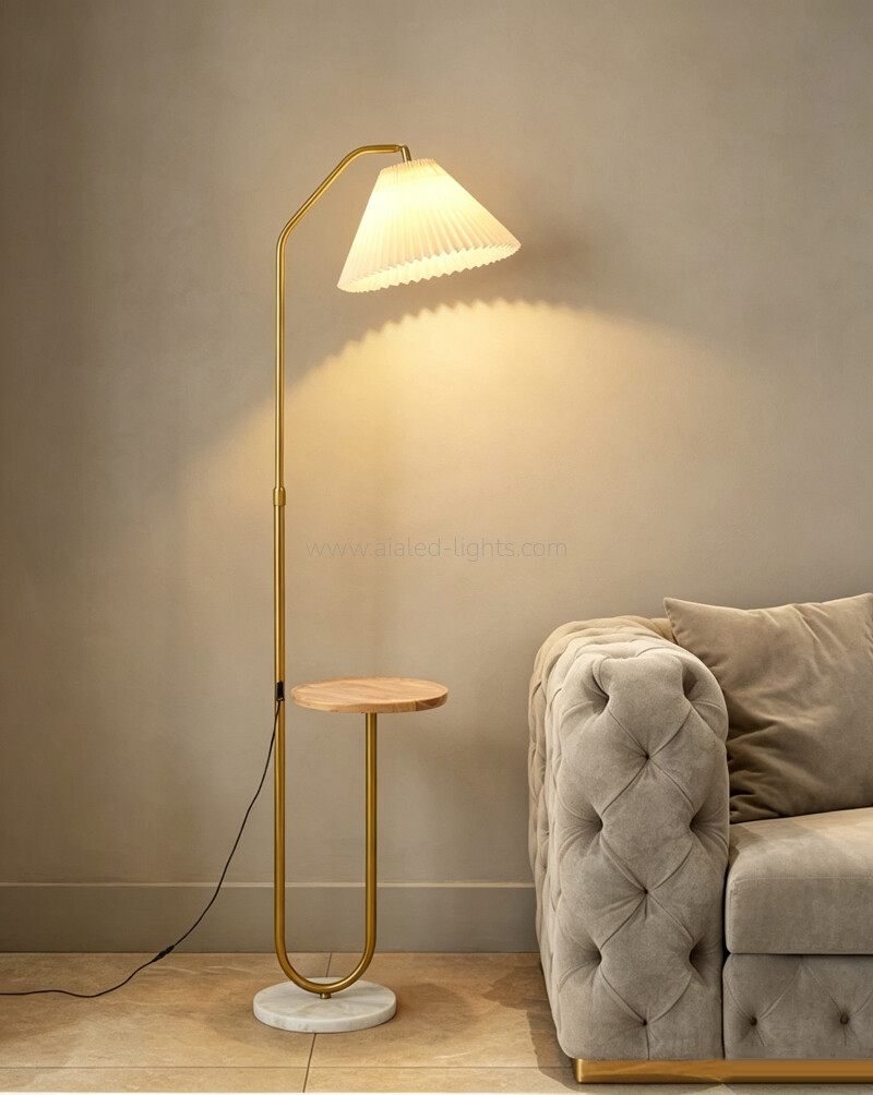 floor lamp with side table wireless charger usb port rotatable retractable floor light