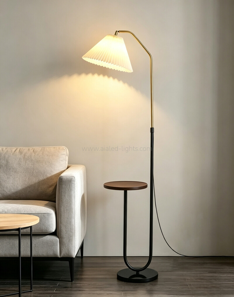 floor lamp with side table wireless charger usb port rotatable retractable floor light