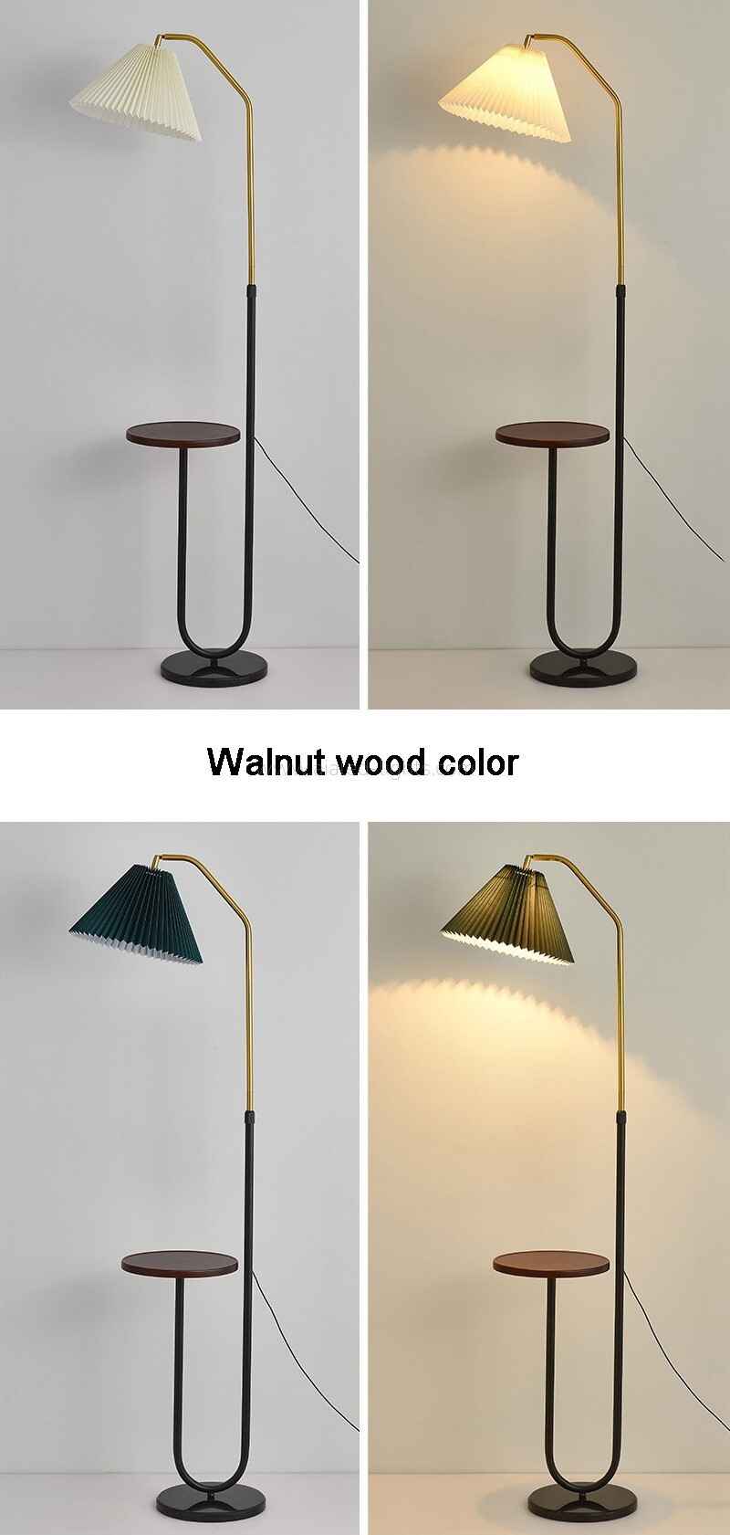 floor lamp with side table wireless charger usb port rotatable retractable floor light