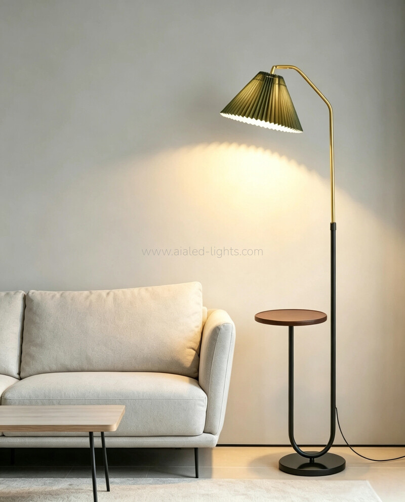 floor lamp with side table wireless charger usb port rotatable retractable floor light